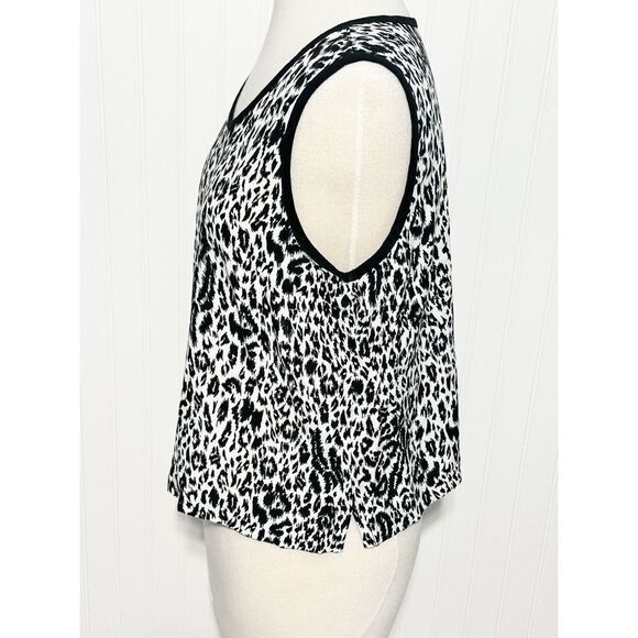 Nancy Bolen Women's Animal Print Sleeveless‎ Tank Top Petite Large Black & White - Picture 5 of 9